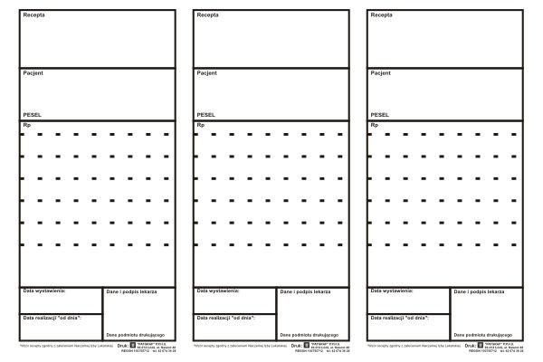recepty czyste, czyste recepty, druk recepta, recepty czyste druk NFZ,  1/3 A4 druk, druk recepty, recepta, recepty lekarskie niekodowane, recepty z odpłatnością 100%